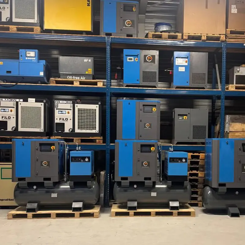 Compressor met droger in de showroom